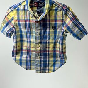 chaps  24 months  Plaid button down Shirt - Blue and Yellow